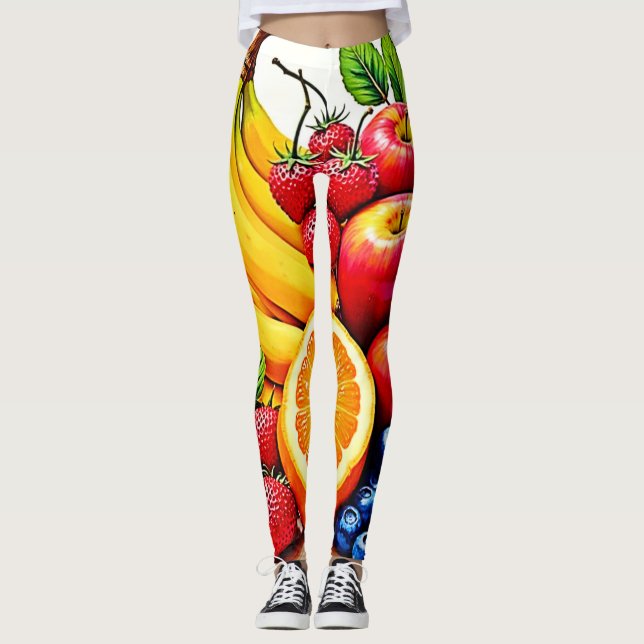 Legging Design de Fruta de Delícia de  Fresca Vibrante (Frente)