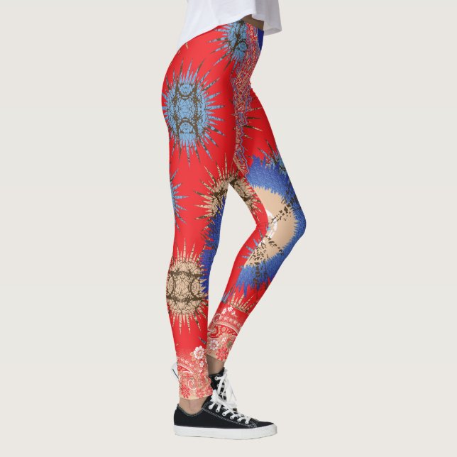 Legging design de fundo vermelho com círculo azul (Direita)
