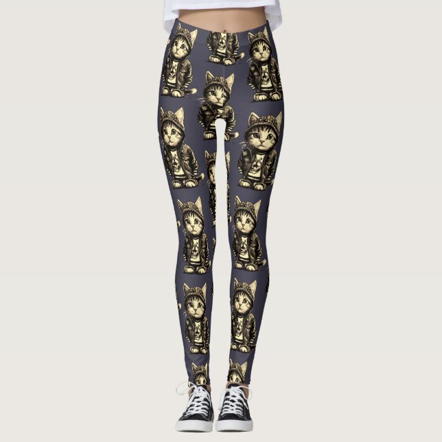 Legging Design de Gato Gato-Gato-Gato-Gato (Frente)