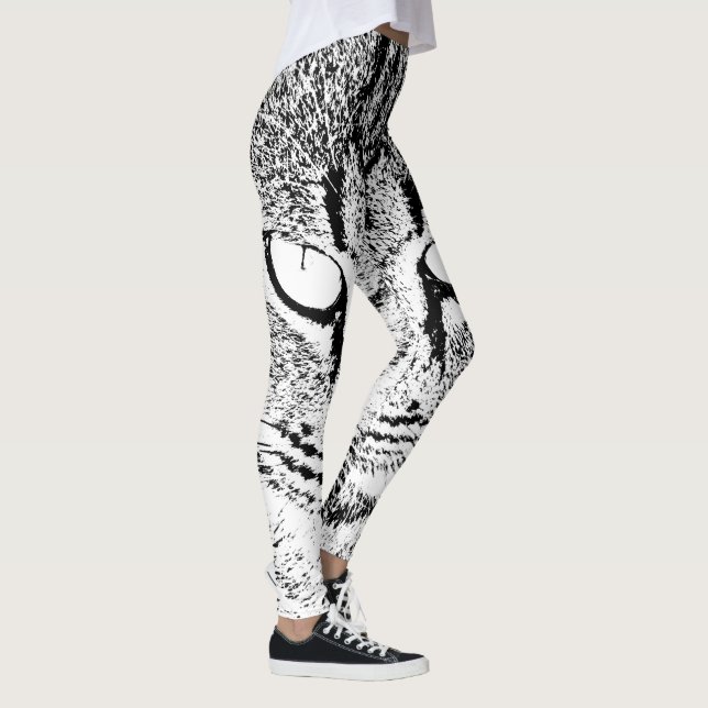 Legging Design de Gato Negro e Branco (Direita)
