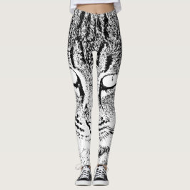 Legging Design de Gato Negro e Branco