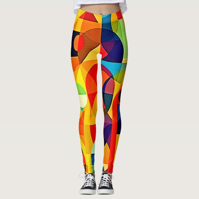 Legging Design de Geometria de Cor Bauhaus (Frente)