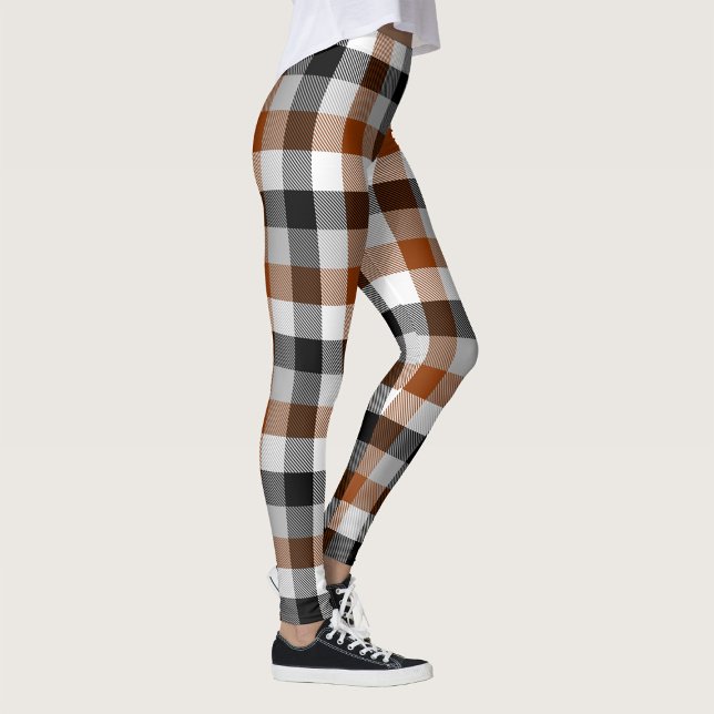Legging Design de Gingham Preto-Castanho (Criador carregado)