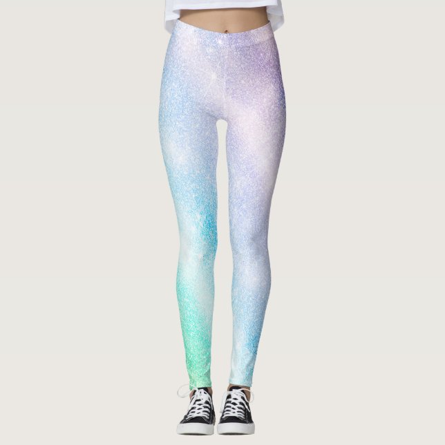 Legging Design de Glama de Ombre Azul Roxo Moderno (Frente)
