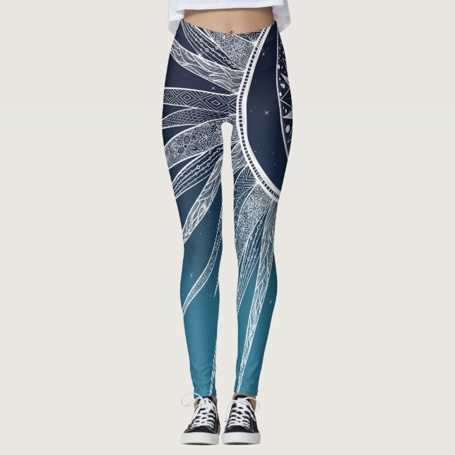 Legging Design de Gradiente Azul Mandala (Frente)