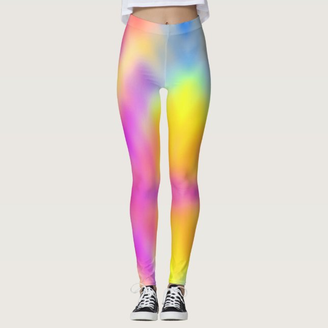 Legging Design de Gradiente Colorido Iridescente de Pastel (Frente)