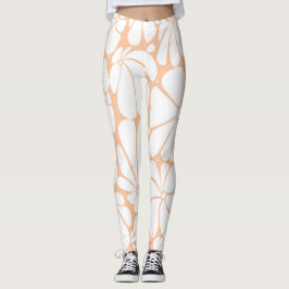 Legging Design de Gráfico de Flor Branca do Peach Fuzz Ret