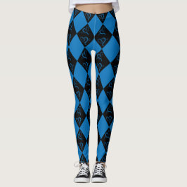 Legging Design de Harlequin Azul e Negro