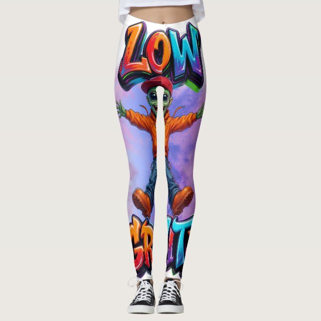 Legging Design de Humor Espacial Alien Divertido de Baixa  (Frente)
