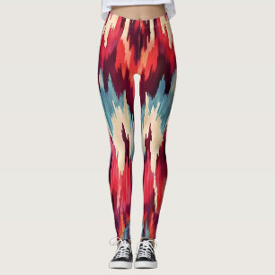 Legging Design de Ikat preto e vermelho preto