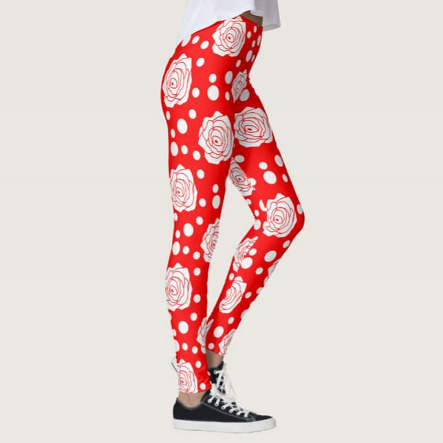 Legging Design de Ilustração Floral das Bolinhas Brancas V (Criador carregado)
