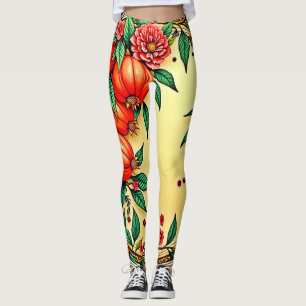 Legging Design de Ilustração Floral de Queda Festiva