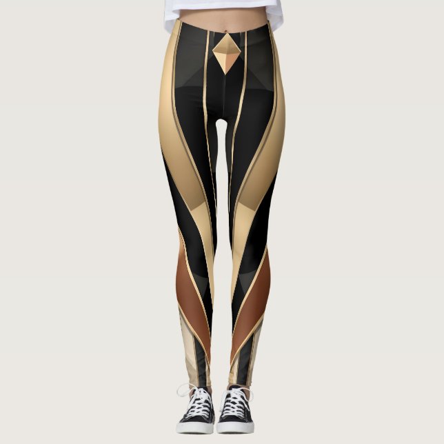 Legging Design de Luxo Geométrico Art Deco Solburst (Frente)