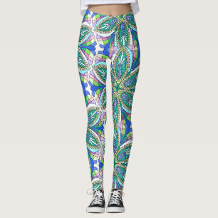 Legging Design de Mandala floral, sombras pastel vívidas