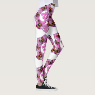 Legging Design de mandioca rosa com borboletas Monarcas