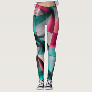 Legging design de Natal 3D Abstrato em Teal, Hot P
