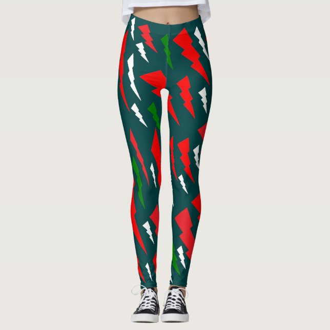 Legging Design de natal, branco, branco e alegre diversão (Frente)