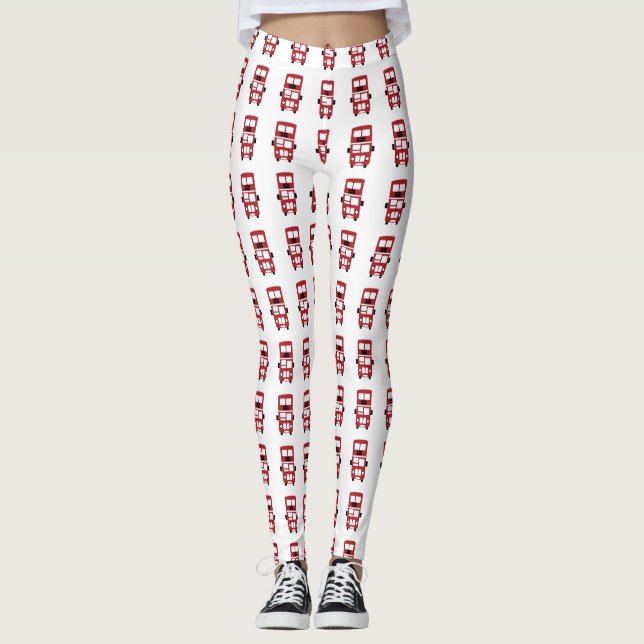 Legging Design de ônibus de dois andares vermelhos (Frente)