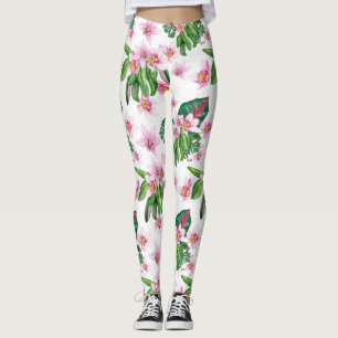 Legging Design de Orquídeas em Aquarela 30