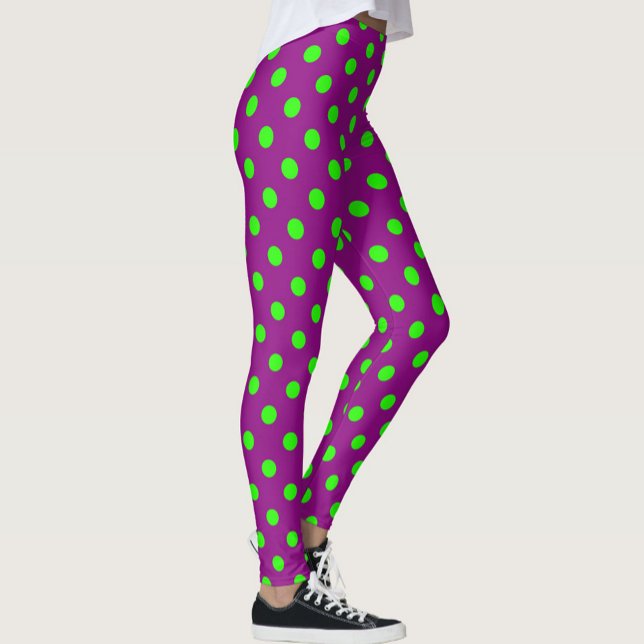 Legging Design de Padrão de Bolinhas Roxo no Verde (Criador carregado)