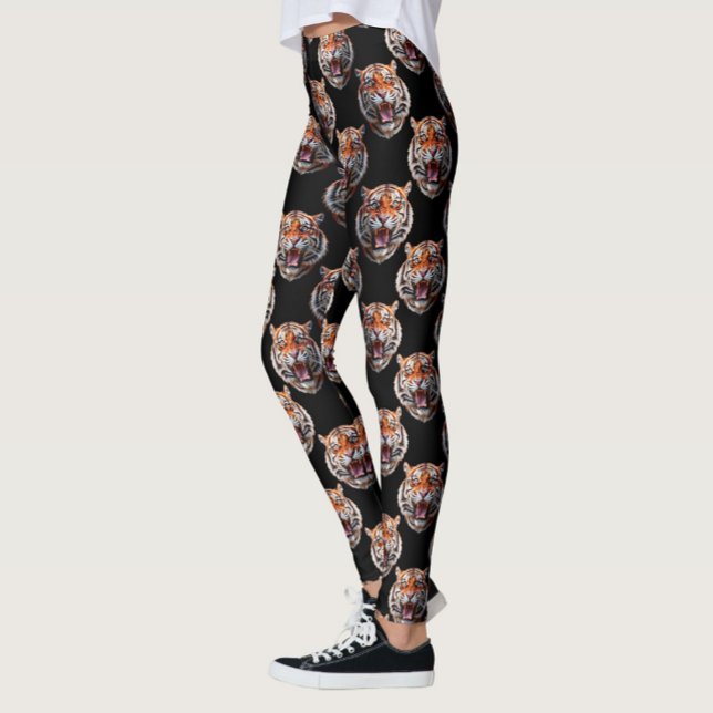 Legging Design de Padrão de Cabeça Tiger - Preto (Criador carregado)