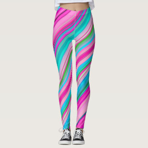 Legging Design de padrão de listra de arco-íris vibrante