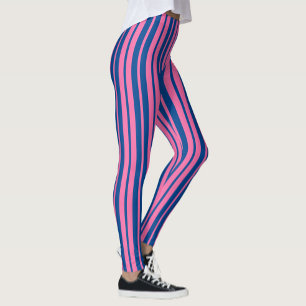Legging Design de padrão de listras elegantes rosa e azul