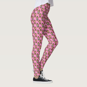 Legging Design de padrão de macaco rosa