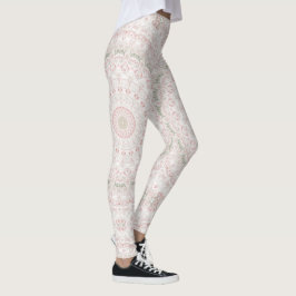 Legging Design de Padrão de Mandala Rosa Pastel e Verde