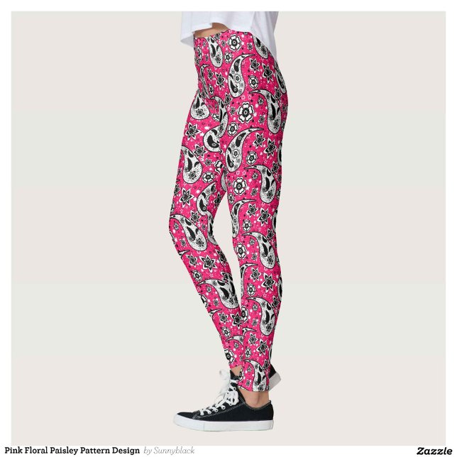 Legging Design de padrão de Paisley Floral rosa (Criador carregado)