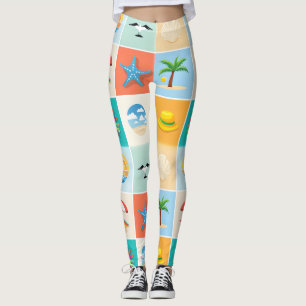 Legging Design de Padrão de Praia 3x3