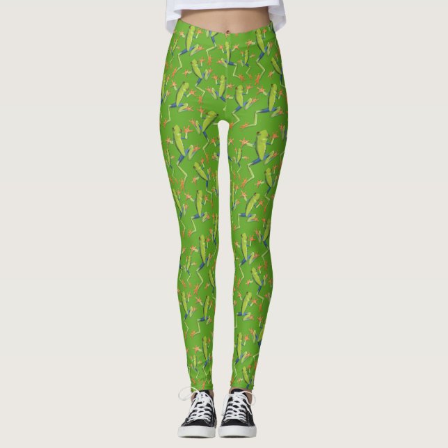 Legging Design de padrão de Sapo verde (Frente)