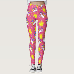 Legging Design de Padrão de Unicórnio Sunny Rosa Bonito