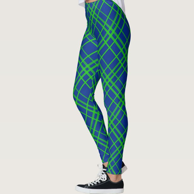Legging Design de Padrão de Xadrez de Tartan Azul (Criador carregado)