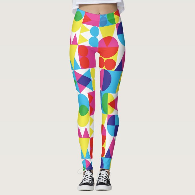 Legging design de padrão geométrico abstrato. (Frente)