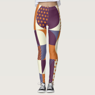 Legging Design de Padrão Geométrico do Estilo Retroativo