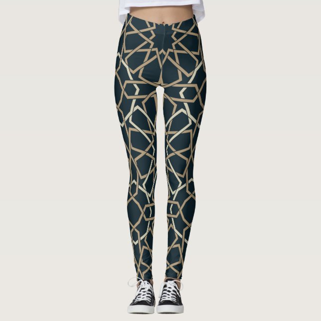 Legging Design de Padrão Geométrico Islâmico (Frente)