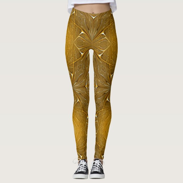 Legging Design de padrão metálico Dourado (Frente)