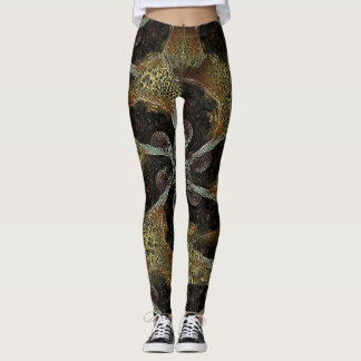 Legging design de padrão orgânico abstrato com cor quente 