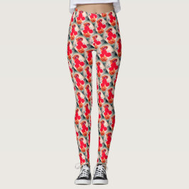 Legging design de padrão Rosa vermelha