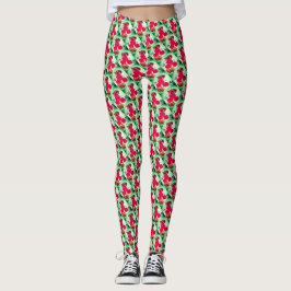 Legging design de padrão Rosa vermelha