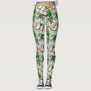 Legging Design de Padrão Tropical de Árvore de Coco