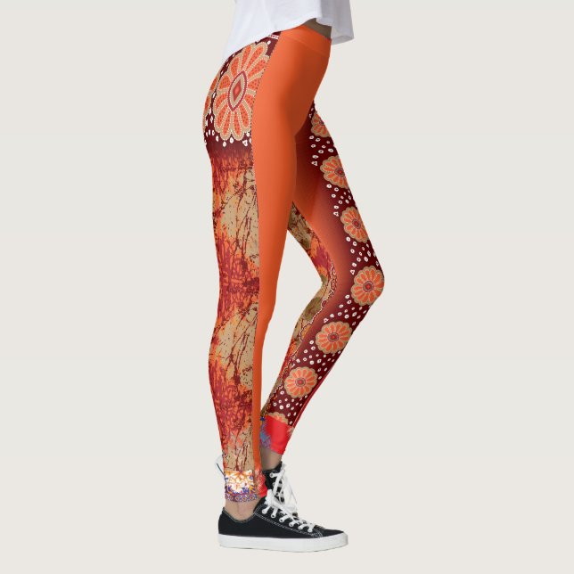 Legging design de padrão vermelho e dourado (Direita)