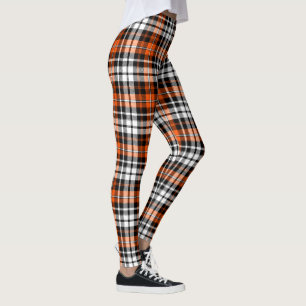 Legging Design de padrão xadrez tartan laranja preto branc