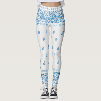 Legging Design de Paisley branco e azul