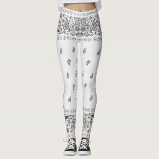 Legging Design de Paisley Preto e Branco