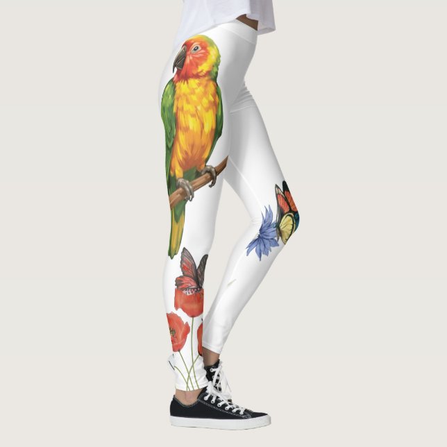 Legging design de papagaio e borboletas em aquarela (Direita)