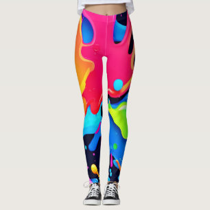 Legging Design de Partido de Pintura Vibrante