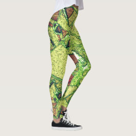 Legging Design de pedra vulcânica, pintada, de cor amarelo
