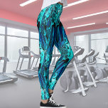 Legging Design de pena em azul, abstrato<br><div class="desc">Penas para você! Da minha fotografia original, criei este design de pena legal. Para todos os amantes de pássaros e para todos que gostam de AZUL :) Perfeito para o seu treino!!</div>